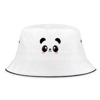 Cute Kawaii Style Panda T-Shirt - Bucket Hat - white/navy - Front