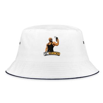 Gymfluencer – Selfie Beast – Beard Edition - Bucket Hat - white/navy - Front