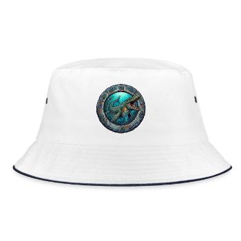 Unterwasser-Saurier im Steinring - Bucket Hat - Weiß/Navy - Vorne