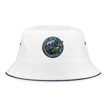Pterosaurs in the portal ring - Bucket Hat - white/navy - Front
