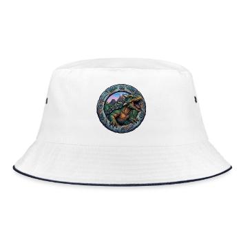 Ankylosaurus in the volcanic ring - Bucket Hat - white/navy - Front