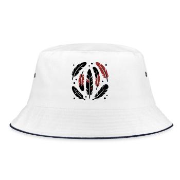Bird Feathers Circle Logo - Bucket Hat - white/navy - Front