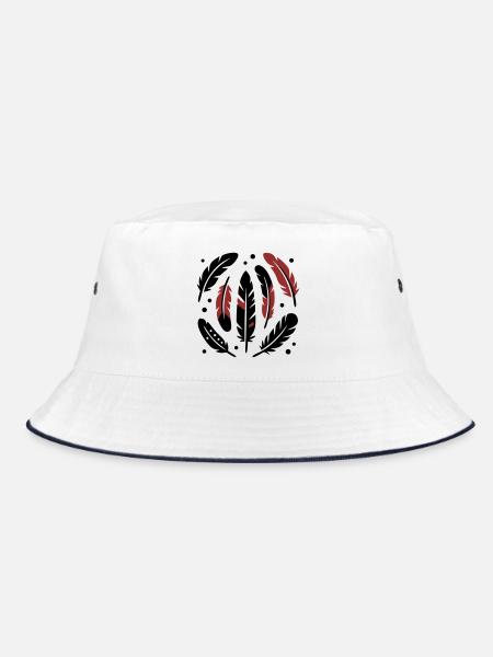 Bird Feathers Circle Logo - Bucket Hat - white/navy - Front