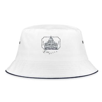 Rome Basilica Stamp Art - Bucket Hat - white/navy - Front
