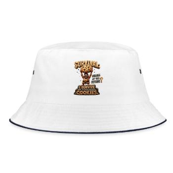 Caveman with Cookies: Survival - Bucket Hat - white/navy - Front