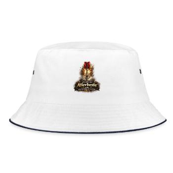 Allerbeste Sein Motiv Dart - Bucket Hat - Weiß/Navy - Vorne