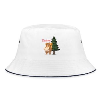 Explore Camping Shirt – Bear in the Woods - Bucket Hat - white/navy - Front