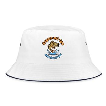 Angeln mit Opa – Alles ist gut - Bucket Hat - Weiß/Navy - Vorne