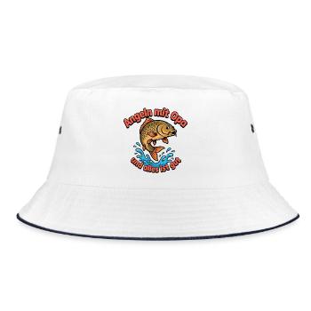 Petri Heil Papa - Bucket Hat - Weiß/Navy - Vorne
