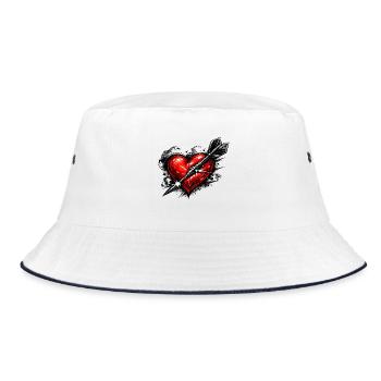 Heart with arrow in tattoo style - Bucket Hat - white/navy - Front
