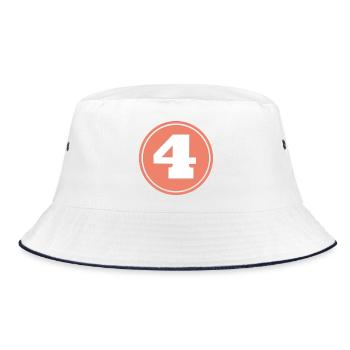4 lustiges Geschenk-T-Shirt - Bucket Hat - Weiß/Navy - Vorne