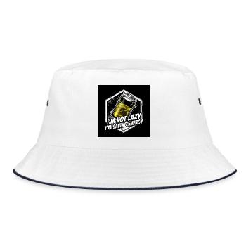 Energy-saving hero: Battery power - Bucket Hat - white/navy - Front