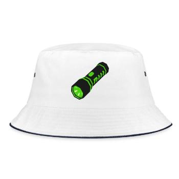 Taschenlampe Licht Icon - Bucket Hat - Weiß/Navy - Vorne