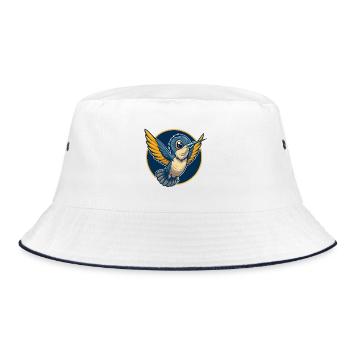 Hummingbird Kawaii Maskottchen-Cartoon-Clipart-Logo - Bucket Hat - Weiß/Navy - Vorne