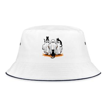 Halloween Ghost Cats - Bucket Hat - white/navy - Front