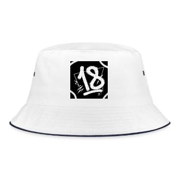18 Graffiti Halftone Ziffern - Bucket Hat - Weiß/Navy - Vorne