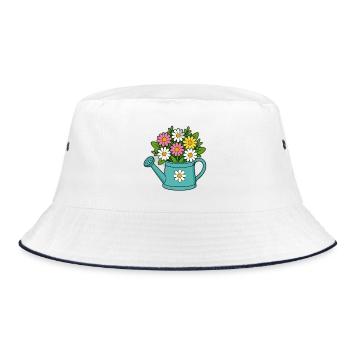 Blütenstrauß Gießkanne - Bucket Hat - Weiß/Navy - Vorne