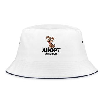Cute Adopt Don't Shop Jack Russell Pup Cartoon  - Bucket Hat - white/navy - Front
