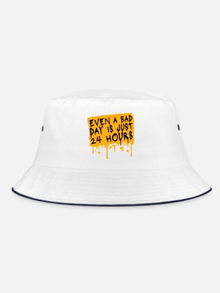 Even A Bad Day Is Just 24 Hours Motivierend Spruch - Bucket Hat - Weiß/Navy - Vorne