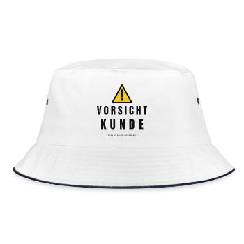 Vorsicht Kunde Warnhinweis - Bucket Hat - Weiß/Navy - Vorne