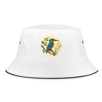 Vintage Botanical Kingfisher - Bucket Hat - white/navy - Front