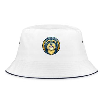 Shih Tzu Hund Kawaii Maskottchen Cartoon Clipart Logo - Bucket Hat - Weiß/Navy - Vorne