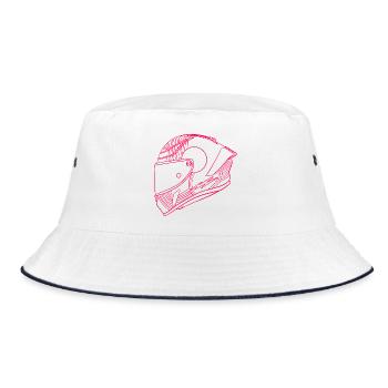 Casque rose néon - Visière - Bob - blanc/marine - Devant