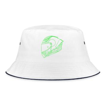 Neon Green Helmet - Visor - Bucket Hat - white/navy - Front