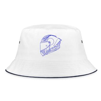 Neon Blue Helmet Visor - Bucket Hat - white/navy - Front