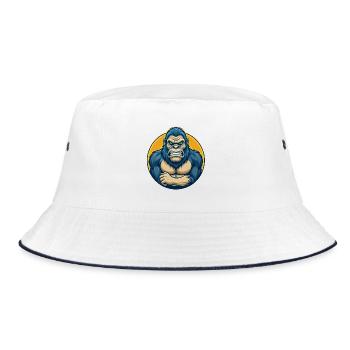 Gorilla Kawaii Mascot Cartoon Clipart Logo Badge - Bucket Hat - white/navy - Front