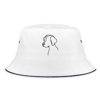 Dog with floppy ears sketch – cute animal motif - Bucket Hat - white/navy - Front