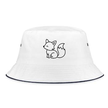 Süßer Fuchs seitlich – Waldtier Skizze - Bucket Hat - Weiß/Navy - Vorne