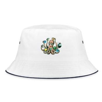 Tired octopus needs coffee - Bucket Hat - white/navy - Front