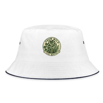 Grow Wild – Vintage Monstera Pilea Badge - Bob - blanc/marine - Devant