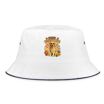 Stay Pawsitive Dog Retro Vibe - Bucket Hat - white/navy - Front