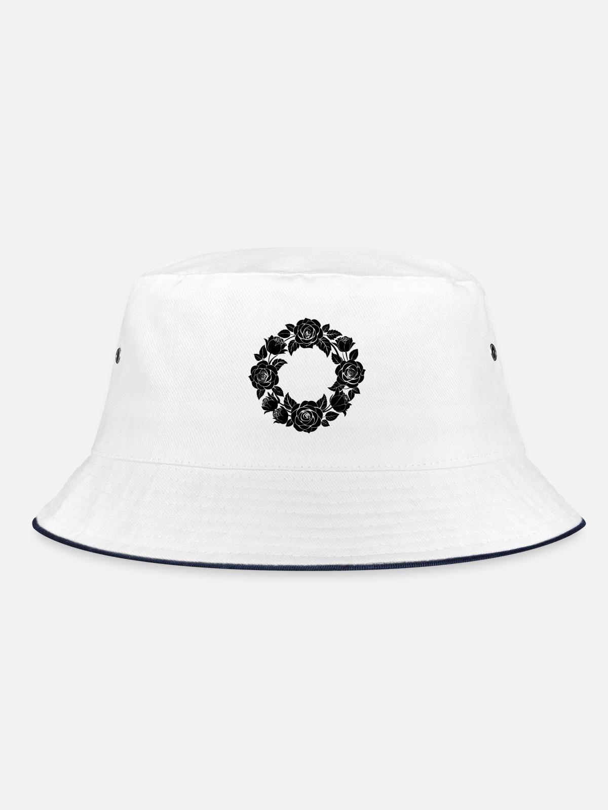 Rose Wreath - Bucket Hat - white/navy - Front