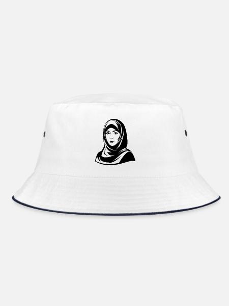 Hijab Woman - Bucket Hat - white/navy - Front