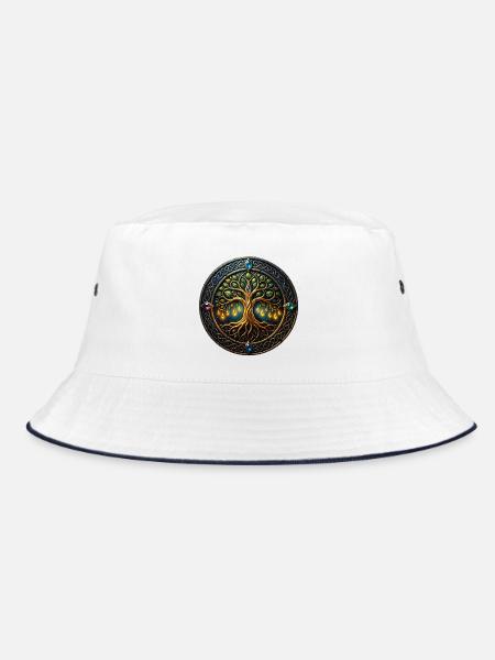 Fantasiebaum des Lichts - Bucket Hat - Weiß/Navy - Vorne