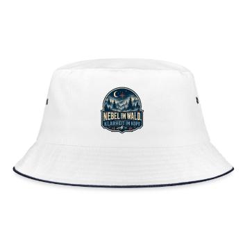 Nebel im Wald – Klarheit im Kopf - Bucket Hat - Weiß/Navy - Vorne