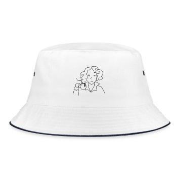 Vampire Drinking Coffee - Bucket Hat - white/navy - Front