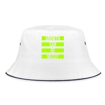 Growth Can Be Messy Personal Growth Quote Logo - Bucket Hat - white/navy - Front