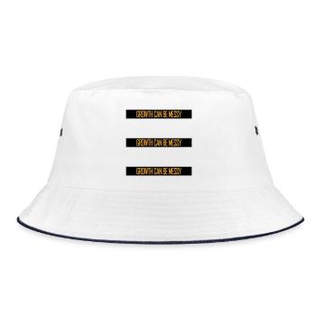 Growth Can Be Messy Personal Growth Quote Logo - Bucket Hat - white/navy - Front