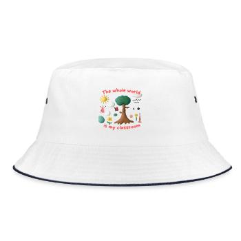 The whole world is my classroom - Bucket Hat - white/navy - Front