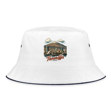 Teneriffa Skyline Mt Teide - Bucket Hat - Weiß/Navy - Vorne