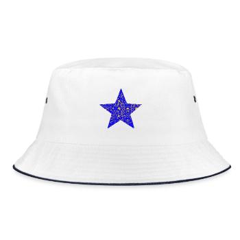 Glimmernder Blaustern mit Goldsprenkeln - Bucket Hat - Weiß/Navy - Vorne