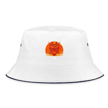 Sunset Dragon Guardian 侍 - Bucket Hat - white/navy - Front