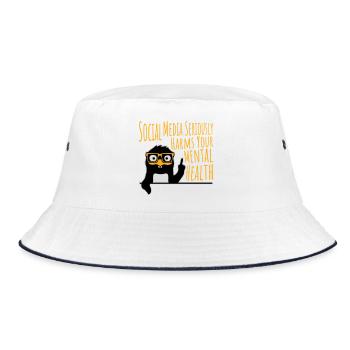 Social Media Seriously Harms Mental Health Penguin - Bucket Hat - white/navy - Front