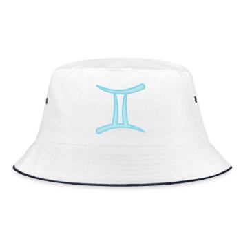 Gemini Zodiac Sign Symbol Pastel Blue - Bucket Hat - white/navy - Front