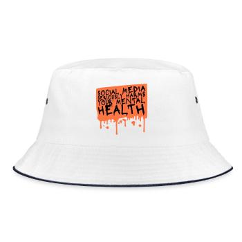 Social Media Seriously Harms Mental Health Spruch - Bucket Hat - Weiß/Navy - Vorne
