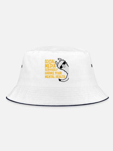 Social Media Seriously Harms Mental Health Lama - Bucket Hat - white/navy - Front